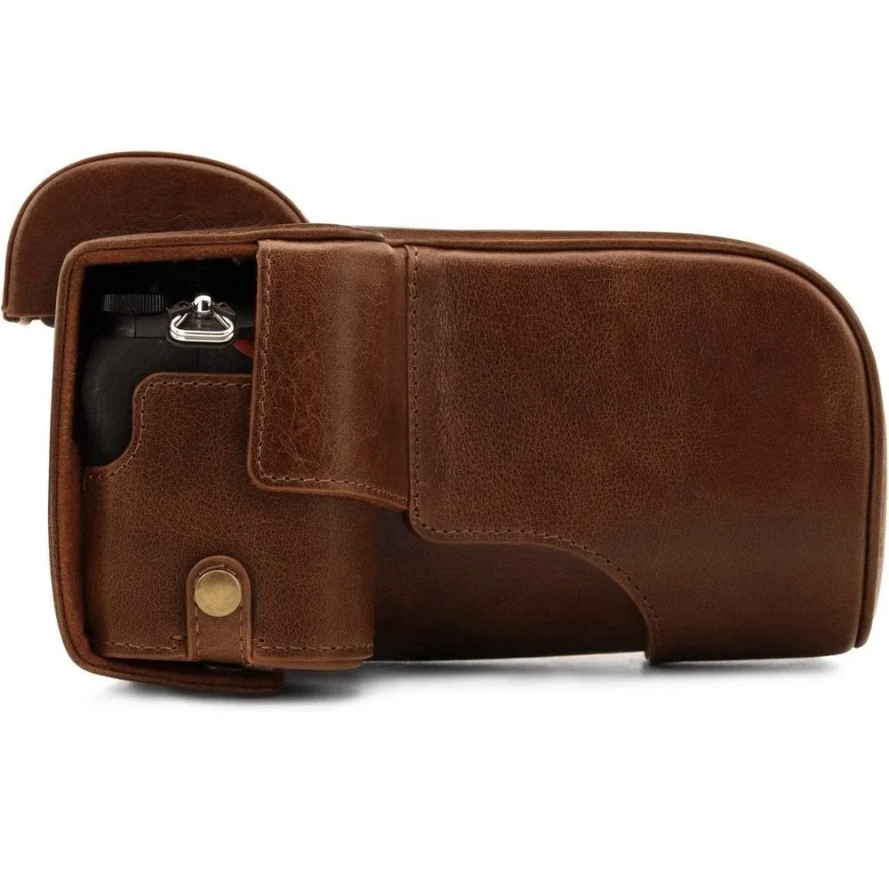 MegaGear Genuine Leather Camera Case Compatible With Nikon Z50 (50-250MM) Brown